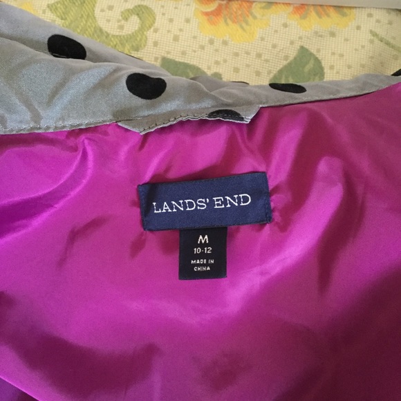 Jacket Lands End Polka-dot Gray/black sz M Down - Picture 5 of 6